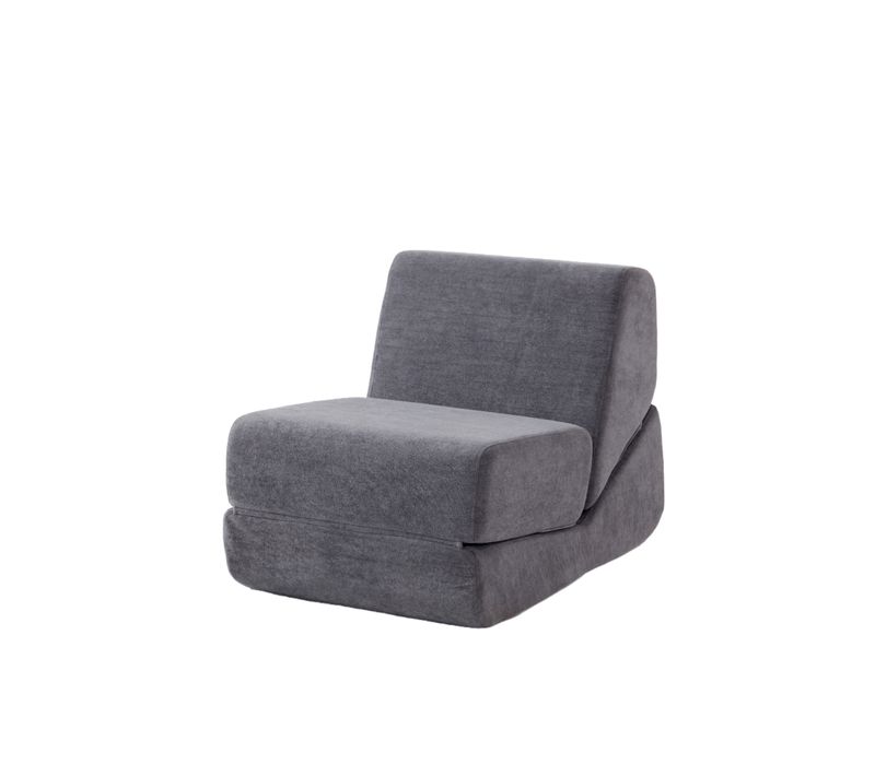 Canapé-lit Pliable Compact, Lit D’appoint Adulte Avec Matelas Triple, Tissu Flanelle, Gris