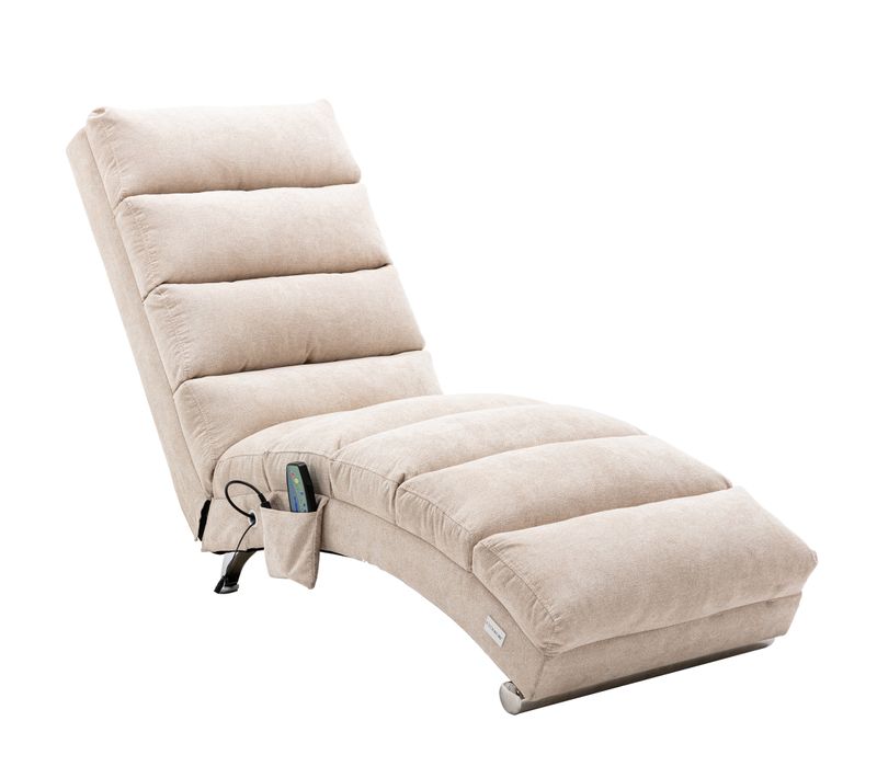 Fauteuil Relax Électrique Massant 5 Modes Avec Télécommande, Tissu Pu, Structure Métal - Beige