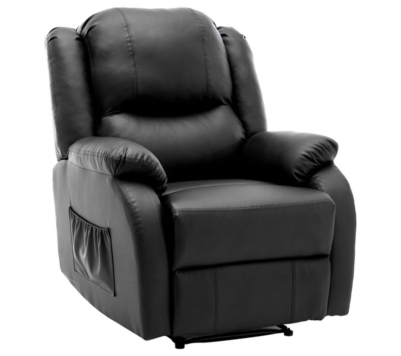 Fauteuil Relax Avec Repose-pieds Et Appui-tête Réglable, Cuir Pu, Structure Métal - Noir