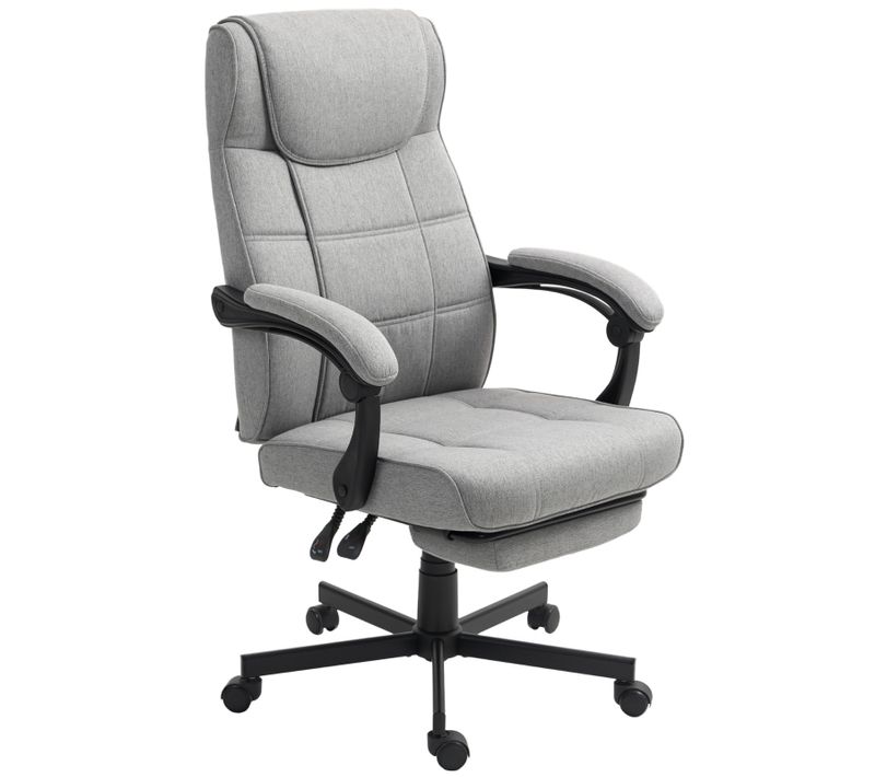 Fauteuil De Bureau Ergonomique - Chaise Pivotante Avec Repose-pieds Et Fonction Massage Lin Gris