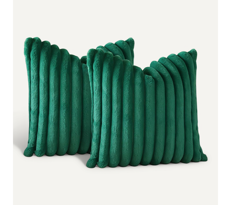 Taie D'oreiller En Velours Vert Foncé 50 X 50 Cm - Lot De 2 - Housse Simple Face
