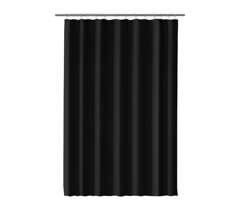 Rideau De Douche Imperméable En Polyester Noir 180x220 Cm – Avec Crochets