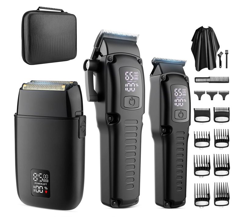 Kit Tondeuse Cheveux Professionnel Homme – Tondeuse, Rasoir, Trimmer Avec Boîte Eva