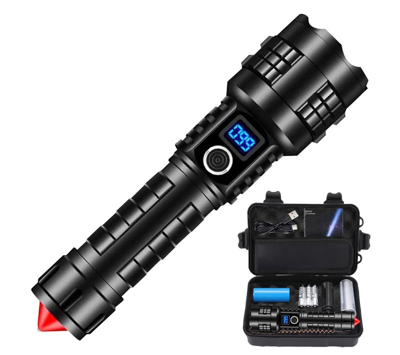 Lampe Torche LED 10000 Lumens Rechargeable – Zoom Réglable, Batterie 5000mah, Sos