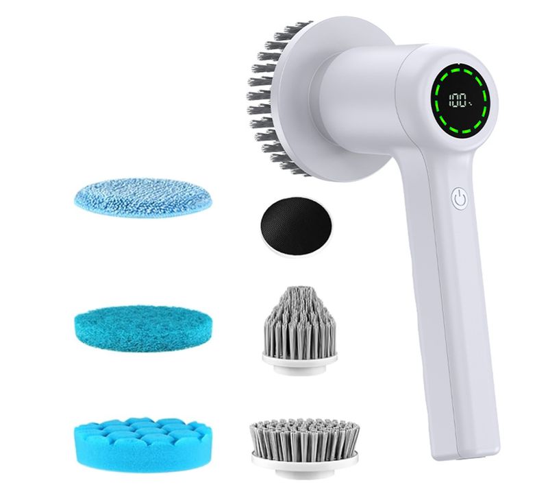 Brosse De Nettoyage Électrique Rechargeable – 4 Têtes, Ipx7, Écran LED