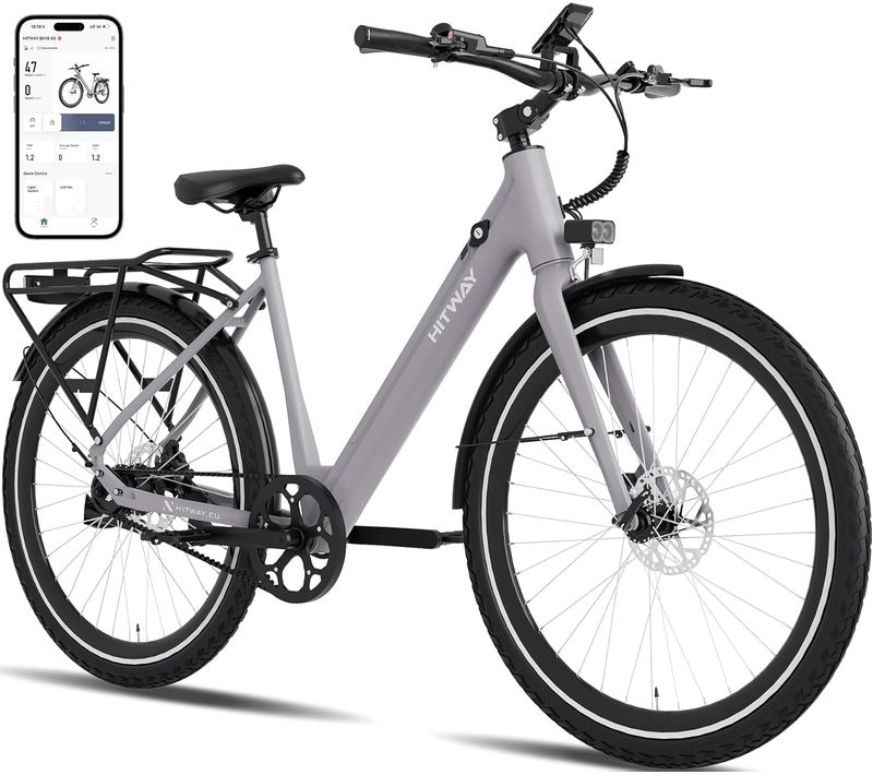 Hitway Vélo électrique 700c, 250w Vae Urbain, Batterie 36v 10.4ah Amovible, Autonomie 40–80 Km