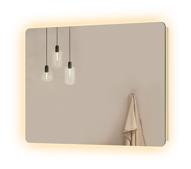 Miroir LED Salle De Bain 50x 60 Cm, Anti-buée, Interrupteur à Bouton, Blanc Froid/chaud