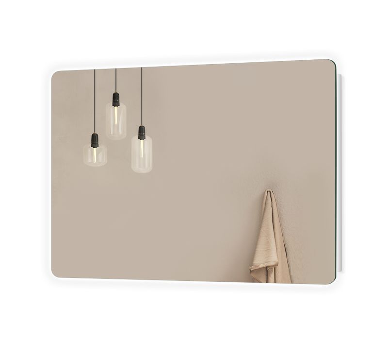 Miroir LED Salle De Bain 40x60cm Anti-buée Double Éclairage Froide Chaude Bouton