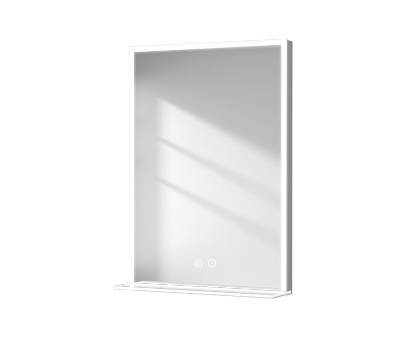 Miroir De Salle De Bain Avec Tablette 50x70cm Anti-buée Tactile Lumière Blanche Froide