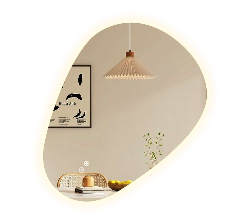 Miroir Salle De Bain LED 70x50cm Forme Goutte Anti Buée Tactile 3 Couleurs