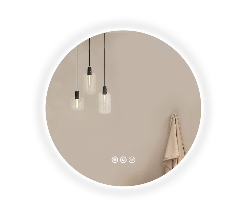 Miroir Lumineux Salle De Bain Rond 60cm Tactile Lumière Réglable 3 Couleurs