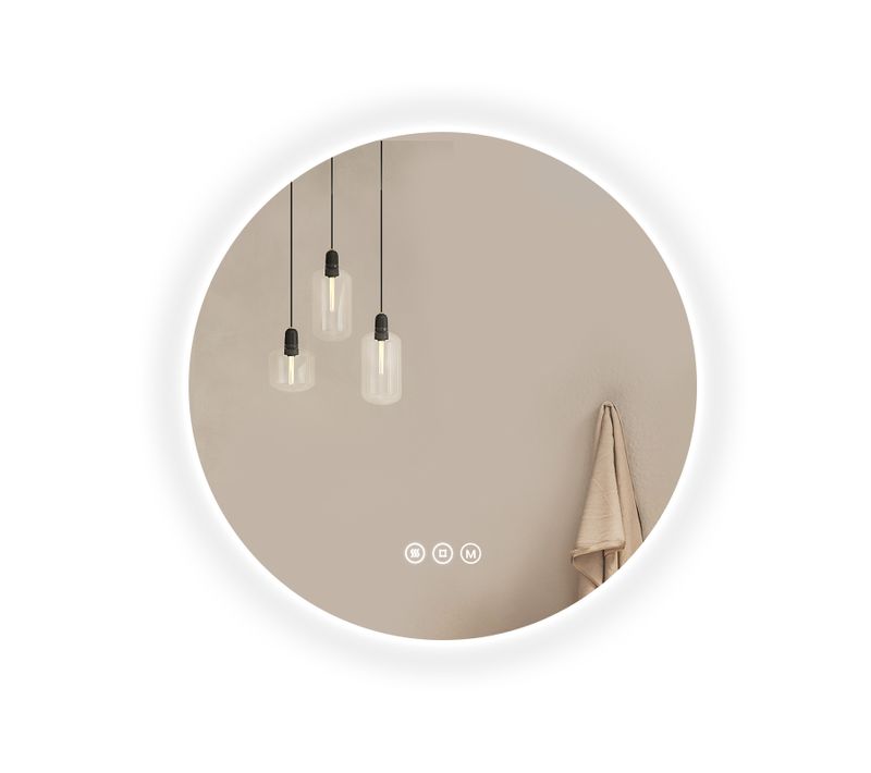 Miroir Lumineux Salle De Bain Rond 50cm Anti Buée Tactile Lumière Réglable 3 Couleurs