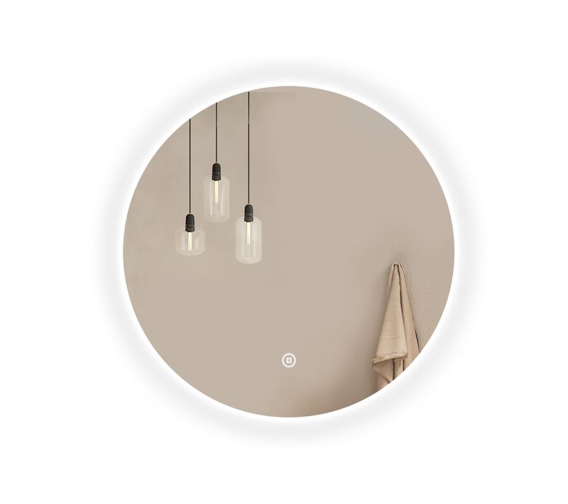 Miroir Lumineux Salle De Bain Rond 50cm Lumière Blanche Froide Tactile