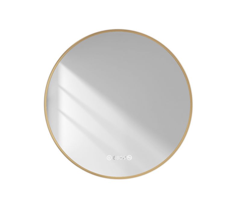 Miroir LED Lumineux Salle De Bain Rond 70cm Anti Buée Horloge Température Neutre Noir