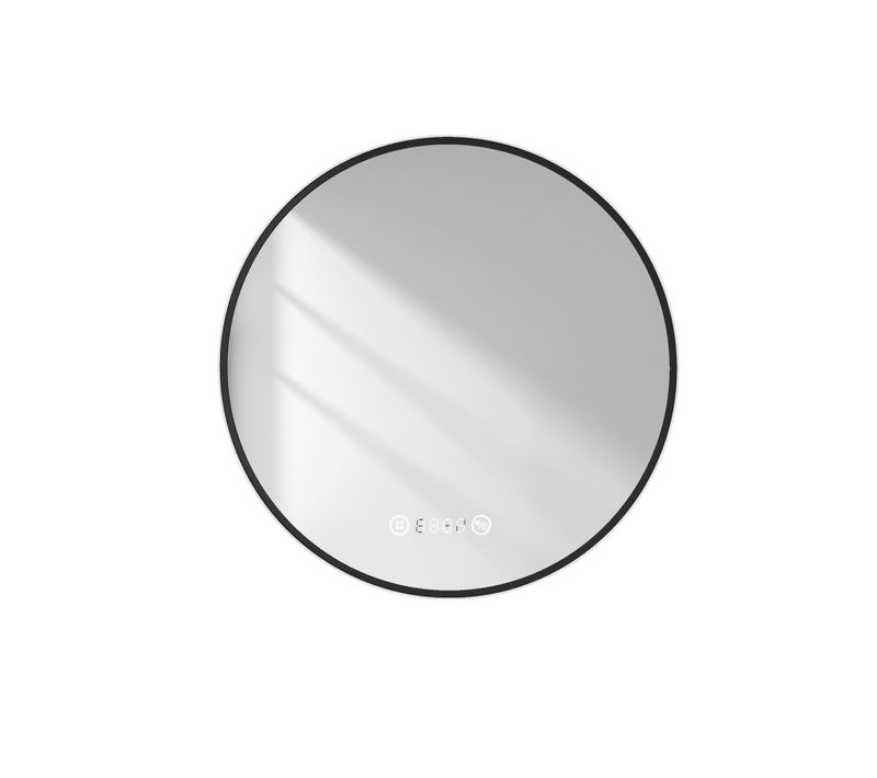 LED Miroir Lumineux Salle De Bain Rond 70cm Anti Buée Horloge Température Neutre Doré