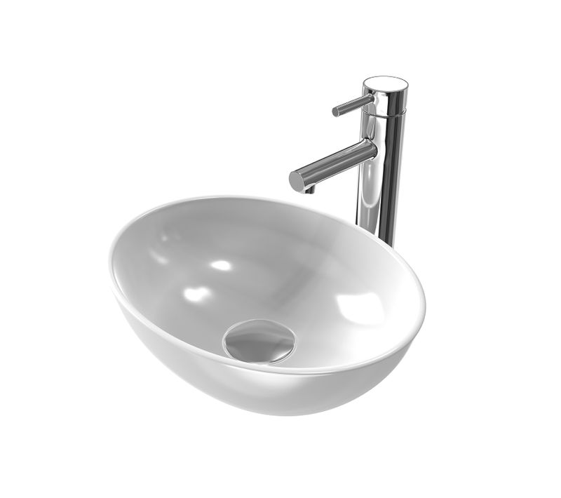 Vasque à Poser Ovale 35x27x11 Cm Céramique Blanc Brillant Avec Trou Robinet