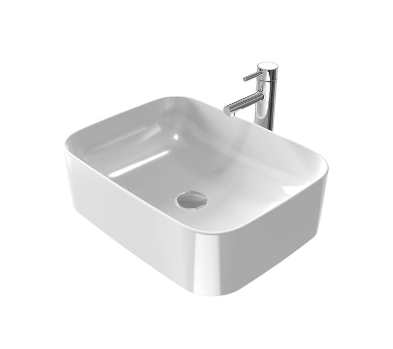 Vasque à Poser Rectangulaire 50,5x38x15 Cm Céramique Blanc Brillant Avec Trou Robinet