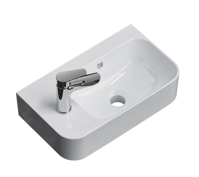 Vasque Suspendue Rectangulaire 45x26,5x15,6 Cm Céramique Blanc Brillant,trou Pour Robinet à Droite