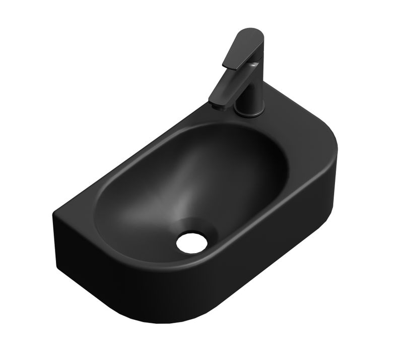 Vasque Suspendue Rectangulaire 400 X 215 X 120 Mm Céramique Noir Mat, Trou Pour Robinet à Gauche