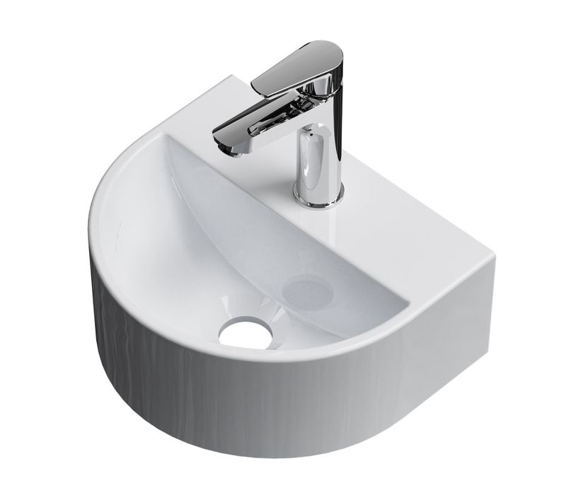 Vasque Suspendue 303 X 255 X 120 Mm, Forme De U, Céramique Blanc Brillant Avec Trou Robinet