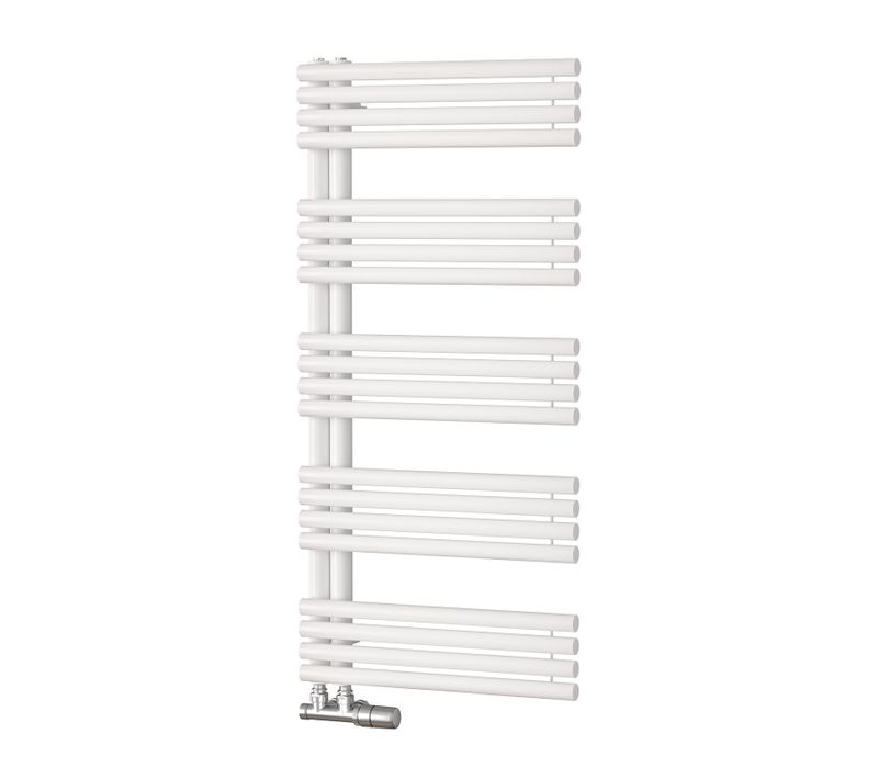 Sèche-serviettes à Eau Chaude 1265x600 Mm, 776w, Tubes Ronds, Porte-serviettes Mural, Blanc