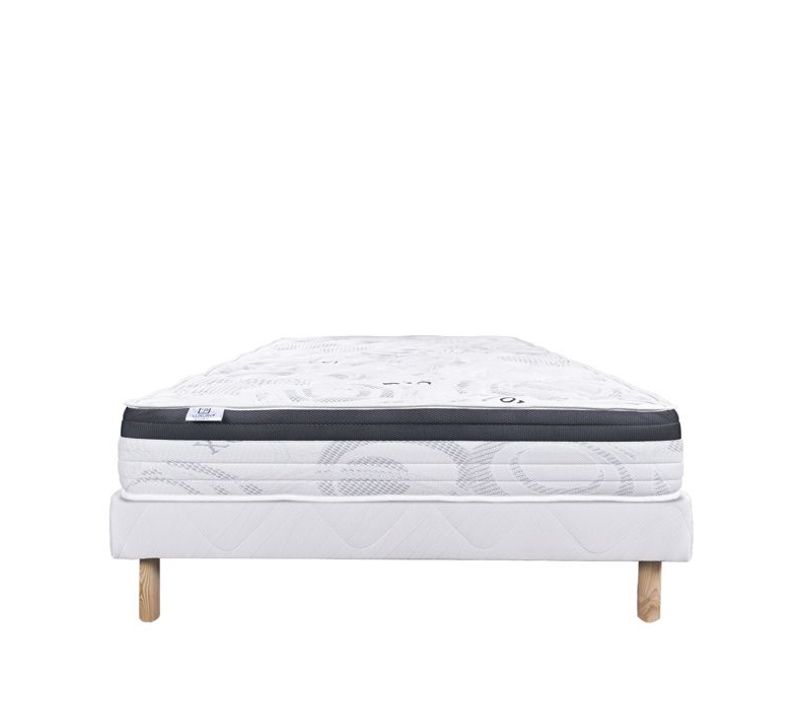 Ensemble Matelas + Sommier - Sleeplux - 160 X 200 Cm - Tapissier - Ferme - Face Été/hiver