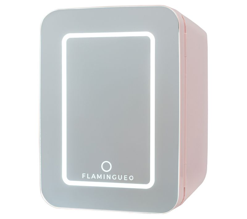 Mini Frigo Cosmétique 10l, Avec Miroir Et LED, 12v/220v, Froid Et Chaud, Rose