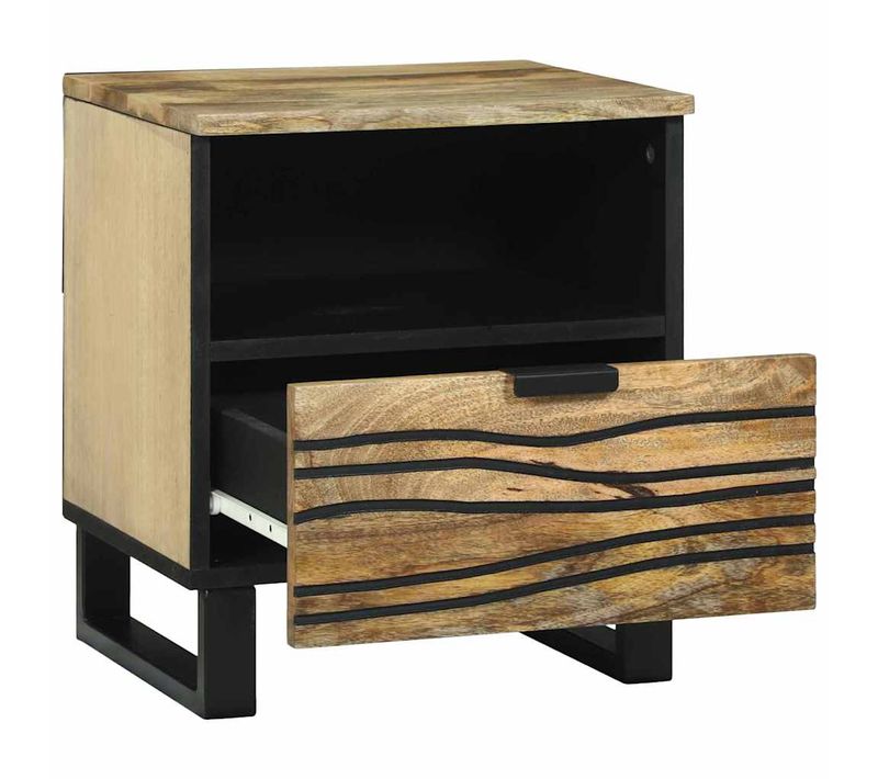 Cabinet De Chevet Marron 40 X 33 X 46 Cm Bois D'acacia Massif