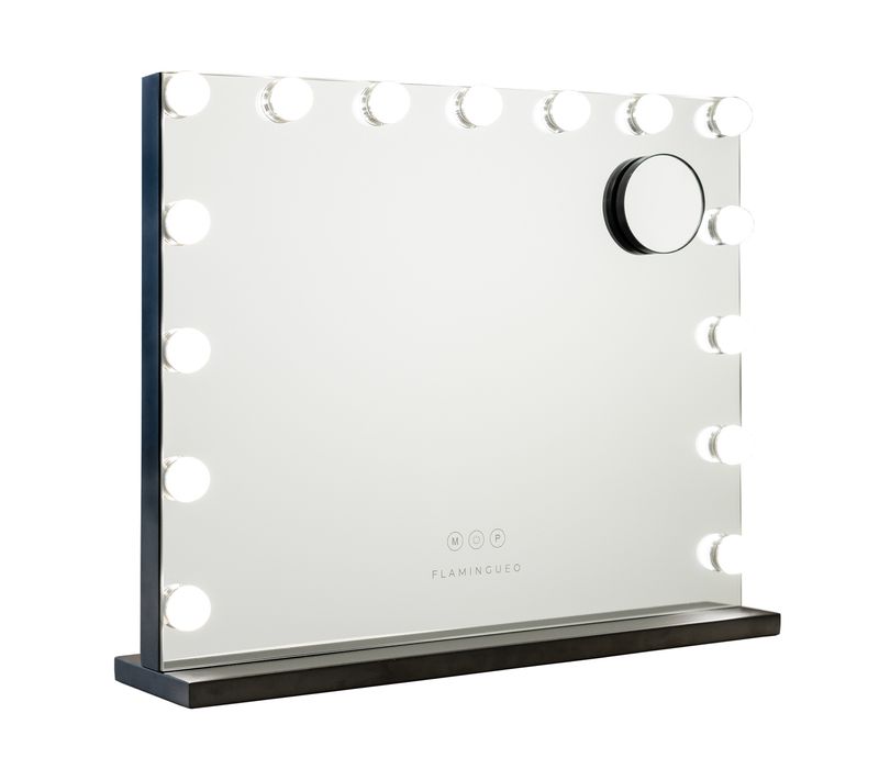 Miroir Maquillage Lumineux, 15 LED, 3 Modes, Noir, Métal, 58 X 48 X 12 Cm