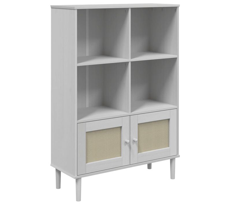 Bibliothèque Senja Aspect De Rotin Blanc Bois Massif De Pin