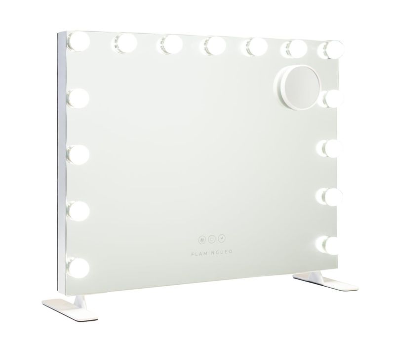 Miroir Maquillage Lumineux, 14 LED, 3 Modes, Blanc, Métal, 58 X 51 X 15 Cm