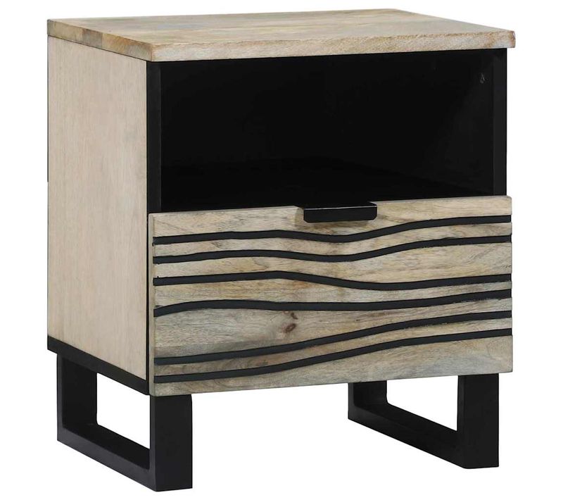 Cabinet De Chevet 2 Pièces Blanc Et Noir 40 X 33 X 46 Cm
