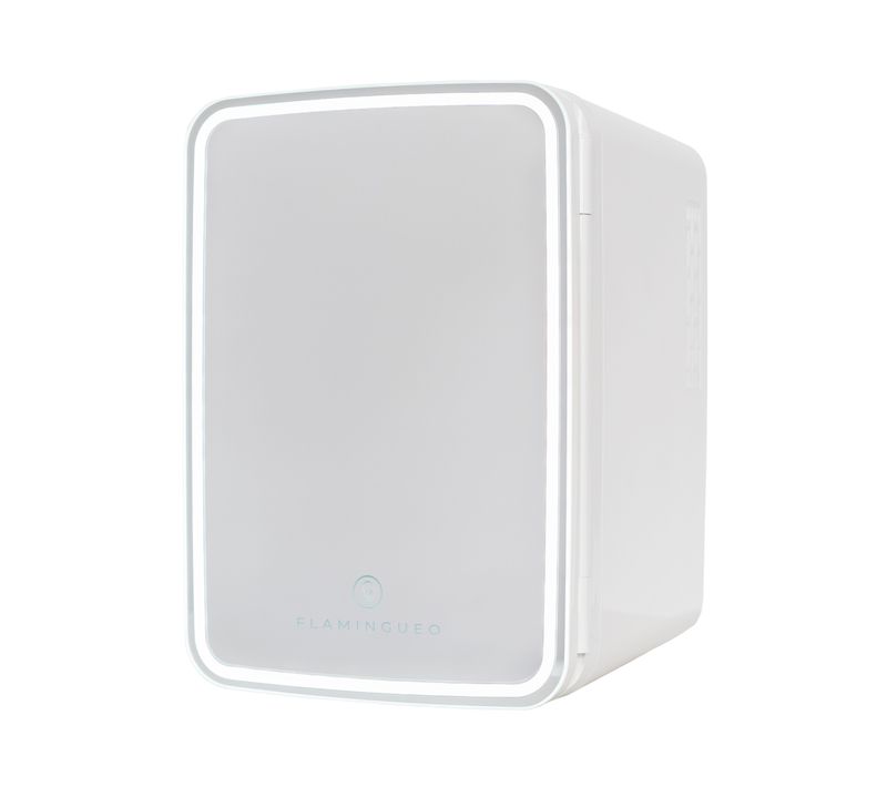 Mini Frigo Cosmétique 10l, Avec Miroir Et LED, 12v/220v, Froid Et Chaud, Blanc