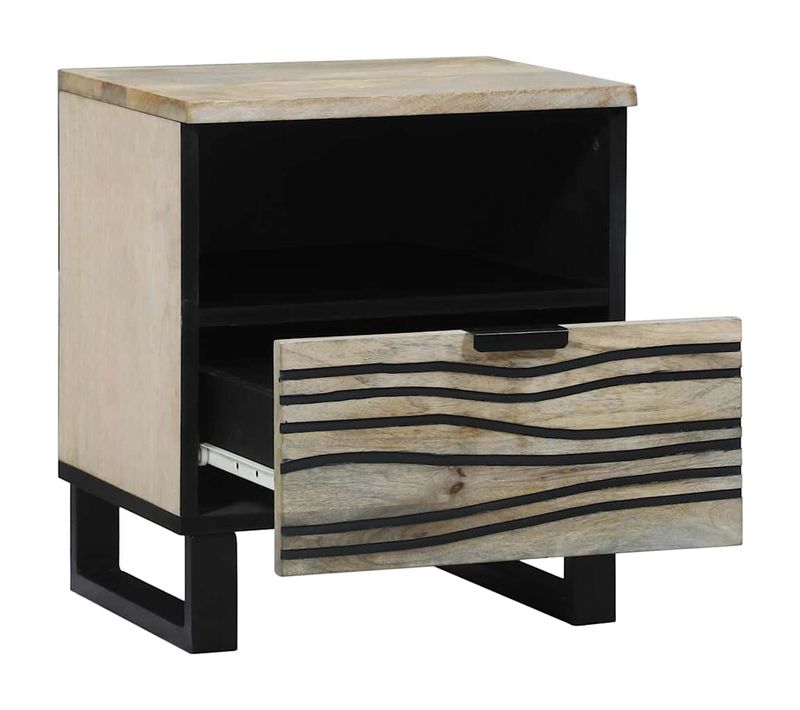 Cabinet De Chevet Avec Tiroir Blanc Et Noir 40 X 33 X 46 Cm
