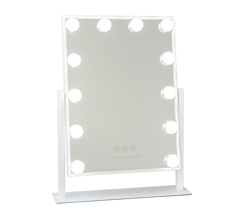 Miroir Maquillage Lumineux, 12 LED, 3 Modes, Blanc, Métal, 47,5 X 36 X 7,5 Cm