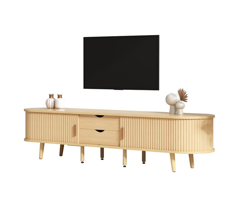 Meuble TV De Salon En MDF Avec 2 Tiroirs, Bois