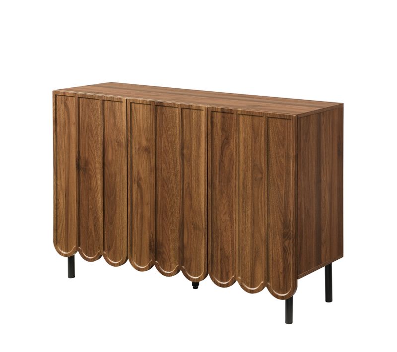 Buffet Moderne En Bois Avec Portes Ondulées – 120x35x80 Cm – Pour Salon, Couloir Et Salle à Manger