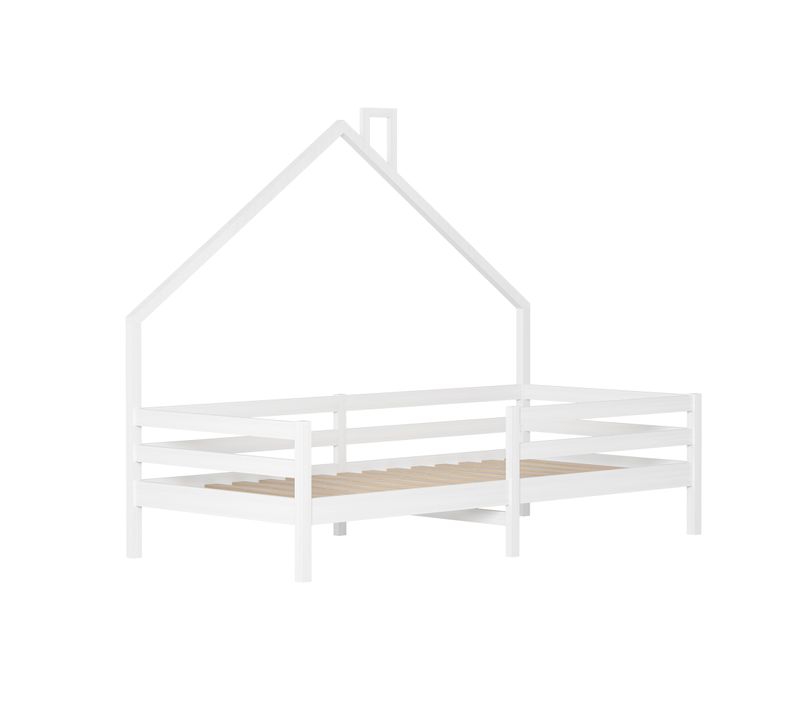 Lit De Sol 90 X 200 Cm, Avec Protection Anti-chute, Sommier à Lattes, Blanc