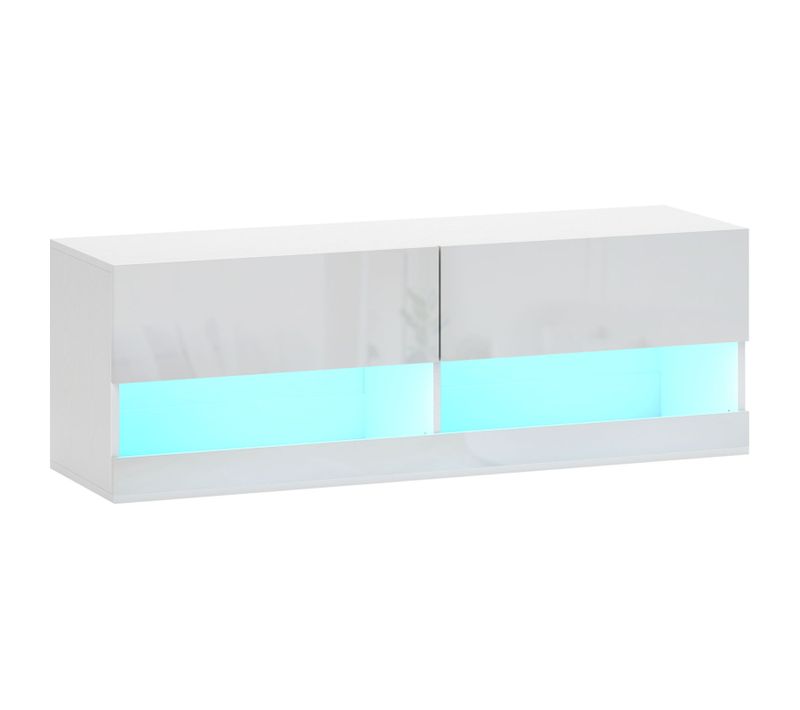 Meuble TV LED 120 X 35 X 40 Cm, Meuble TV Mural Blanc Laqué, Pour Le Salon Ou La Chambre à Coucher