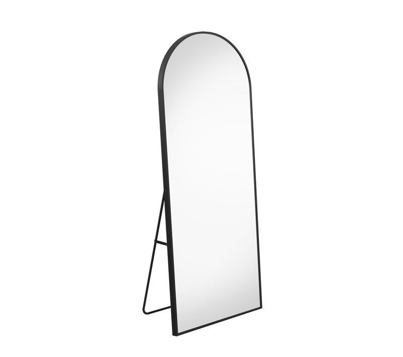 Miroir Complet Arqué, 77 X 177 Cm, Monté Au Mur, Incliné, Miroir De Sol Pour Le Salon, Noir