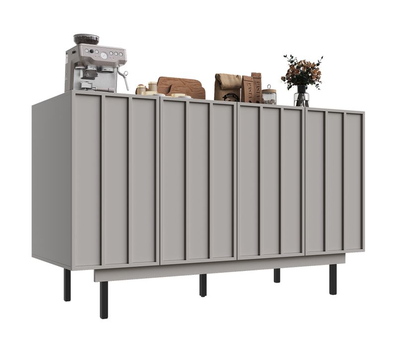 Buffet Gris 140 X 38,5 X 82,5 Cm, Design Unique, Meuble Indépendant Pour Salon Ou Salle à Manger