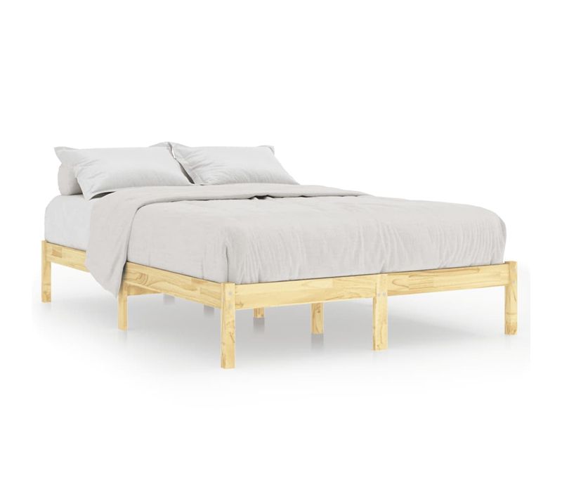 Lit Adulte Contemporain - Lit Double Cadre De Lit Bois De Pin Massif 140x190 Cm