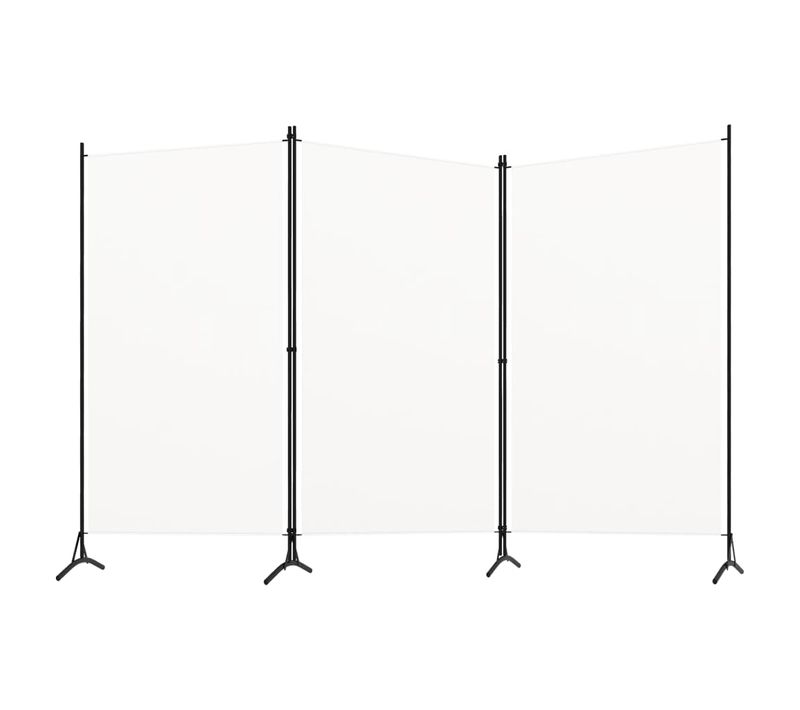 Paravent Cloison De Séparation 3 Panneaux Blanc 260x180 Cm Tissu