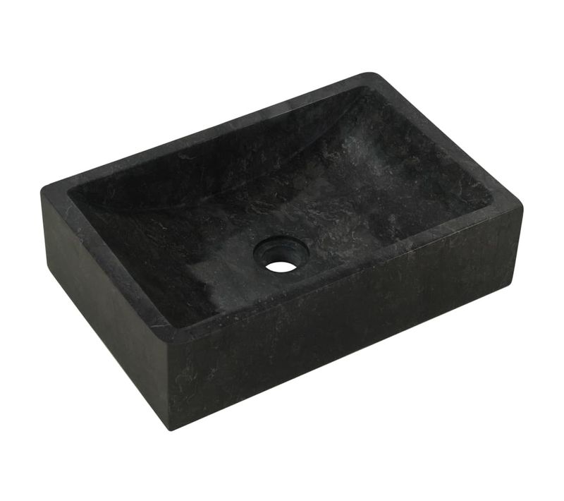 Lavabo à Poser Vasque Salle De Bain - 45x30x12 Cm Marbre Noir Brillant