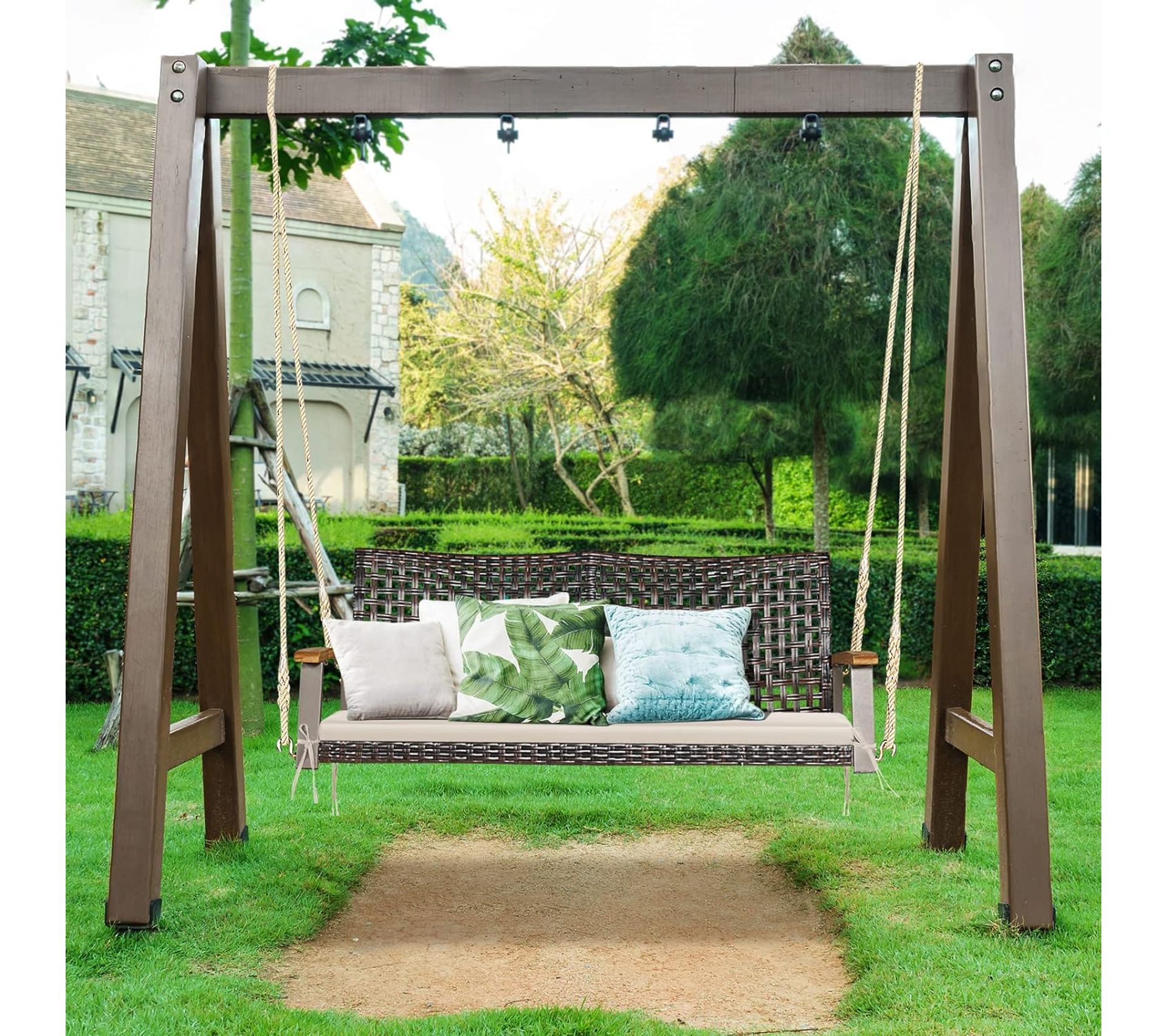 Balançoire Jardin VEVOR A-Frame 199.6kg - Nacelle 101.6cm Corde Réglable Portique Extérieur