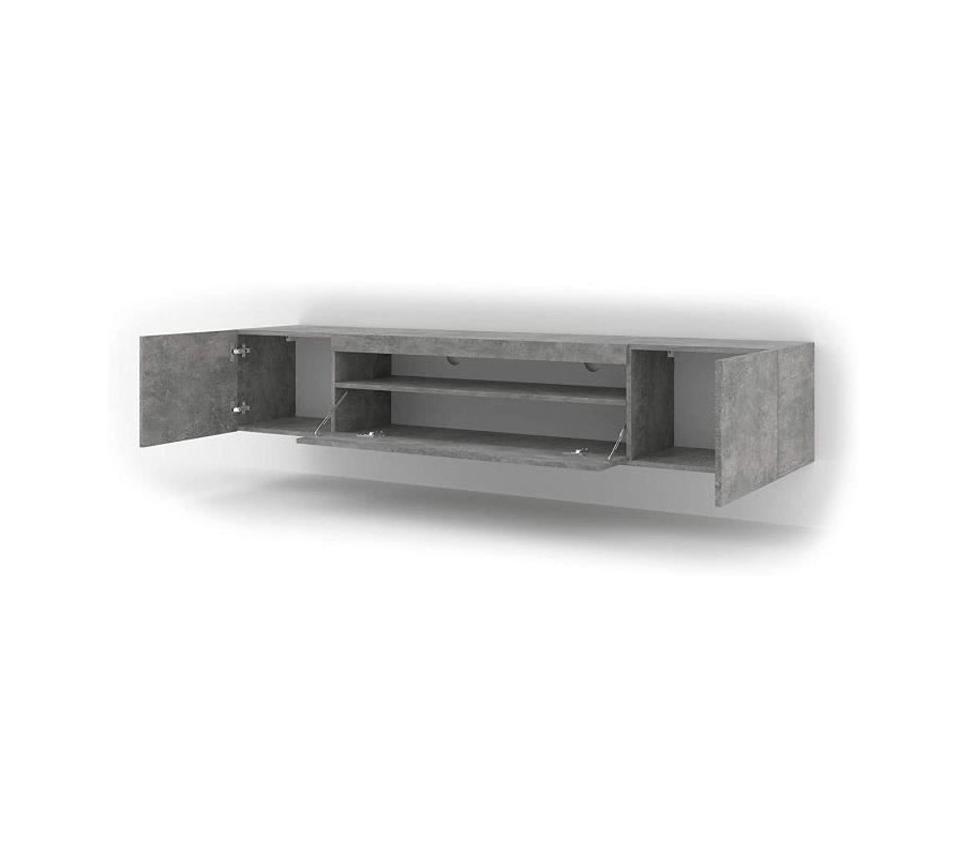 Meuble TV Bas Universel Aura 150 Cm à Suspendre Ou à Poser Blanc Mat Avec Led 0036089857525