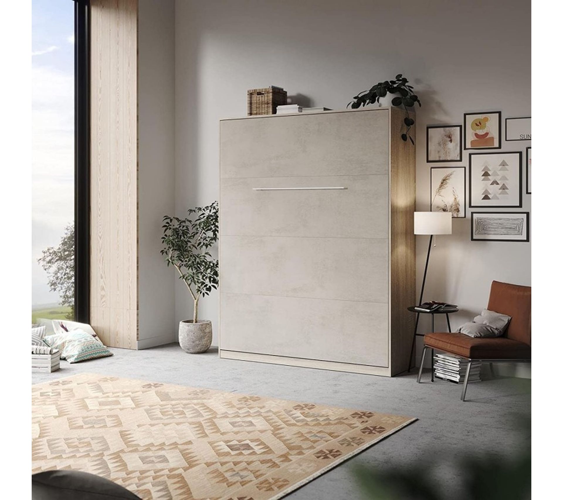 Armoire Lit Escamotable 160x200 cmsupi Confort V Chêne Sonoma/béton