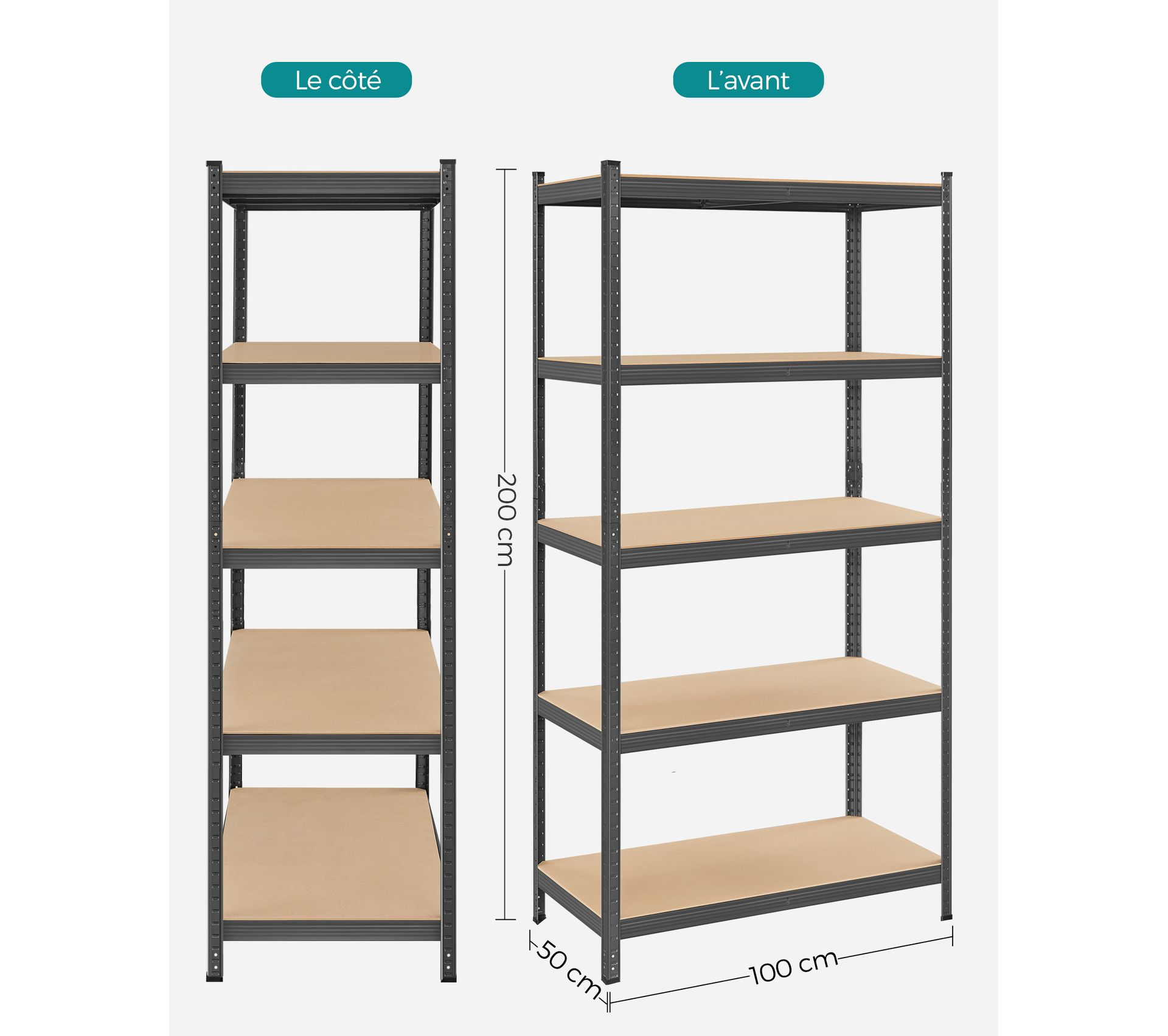 tag re De Rangement 5 Niveaux 50 X 100 X 200 Cm Capacit 600 Kg tag-re-de-rangement-5-niveaux-50-x-100-x-200-cm-capacit-600-kg