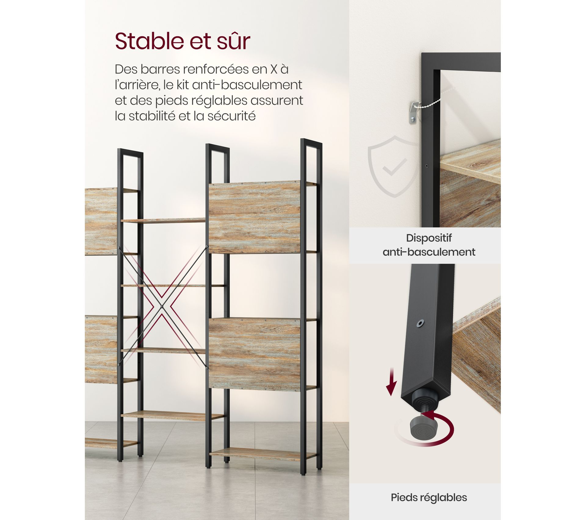 Étagère De Bureau YBING – Rack 4 Niveaux Pour Ordinateur Jusqu’à 28" – En Bois Et Métal