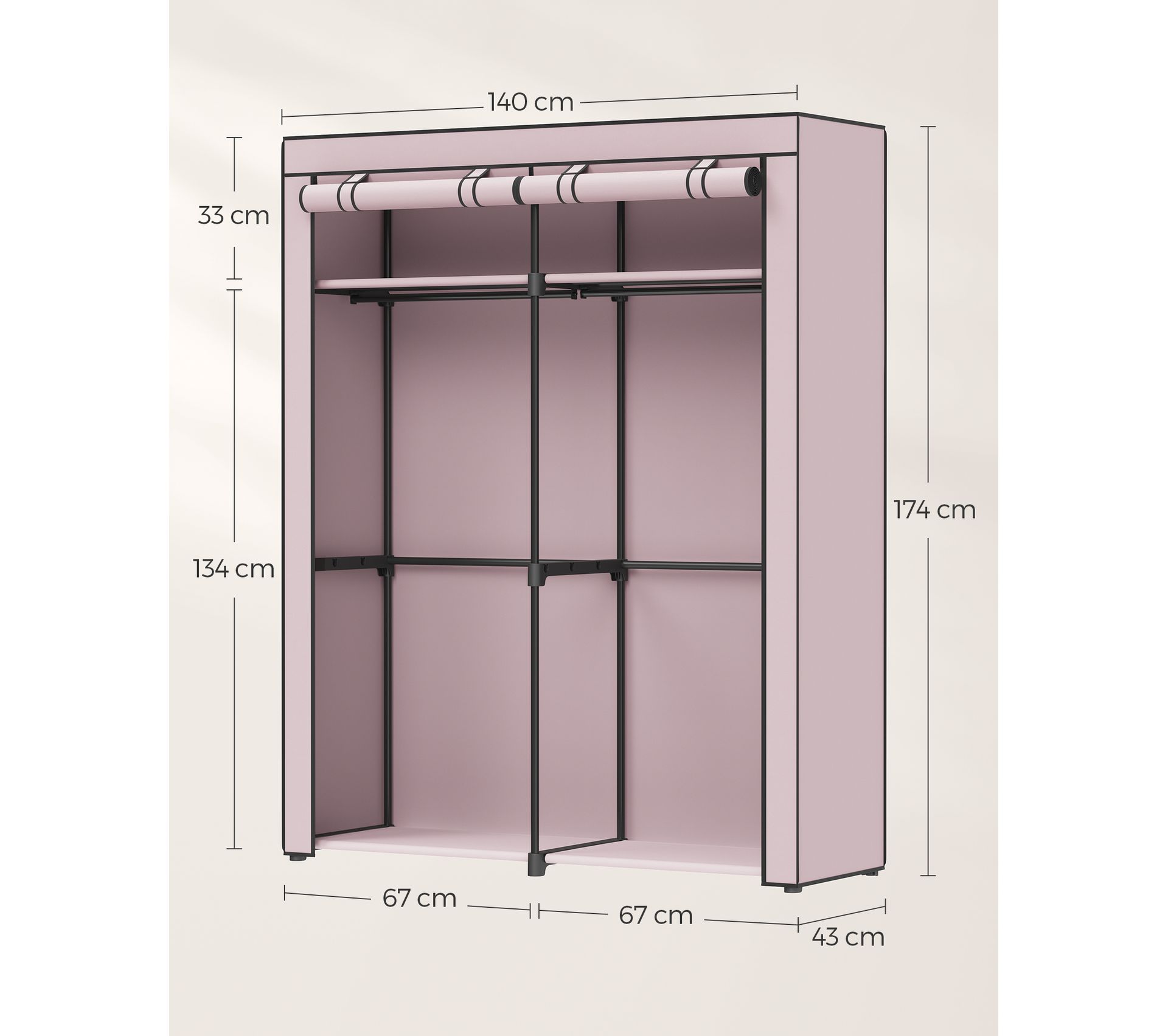Armoire Penderie Pliante En Tissu - 185x45x170 Cm, 5 Tiroirs, 2 Tringles, Capacité 250 Kg, Blanc/gris, Facile à Monter - 14